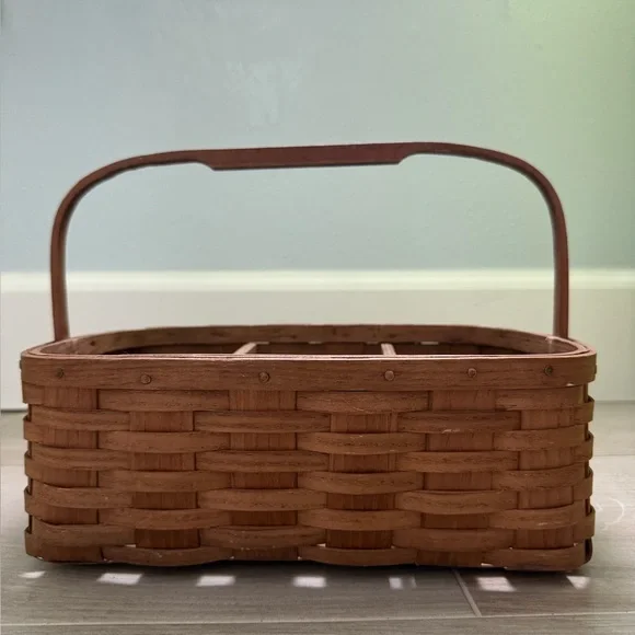 Longaberger or Bradford Basket Utensil Picnic Caddy Basket.